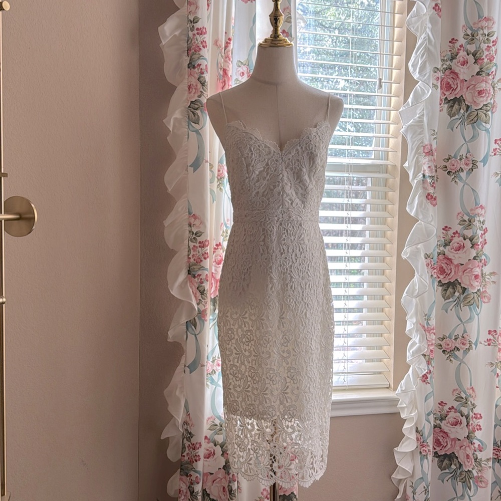 J crew white/ivory lace midi dress